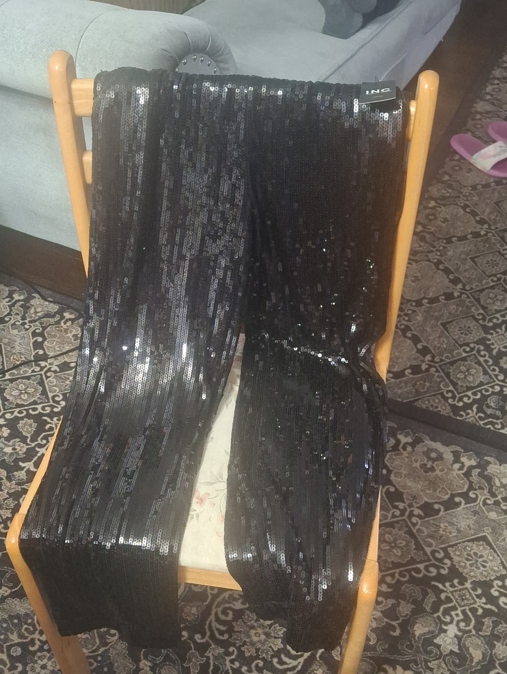 INC International Concepts Black Sequin Maxi Pants  Brand New With TAG